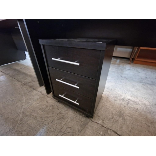 306 - Black Wood Effect 'L' Shaped Office Desk (Two Desks, 150 x 78 and 120 x 78cm, with Quarter Circle Ex... 