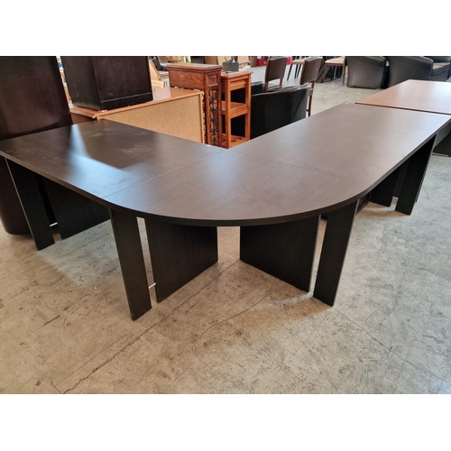 306 - Black Wood Effect 'L' Shaped Office Desk (Two Desks, 150 x 78 and 120 x 78cm, with Quarter Circle Ex... 