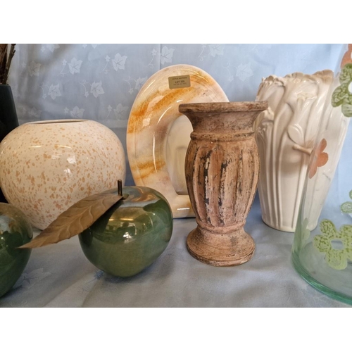 320 - Collection of Home Decor Items; Assorted Vases, Artificial Flowers, 3 x Ornamental Fruit and Porcela... 