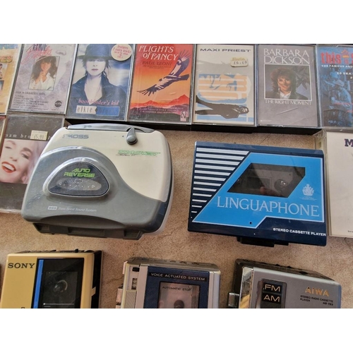 323 - Collection of 6 x Walkman / Compact Cassette Players, Together with Qty of Cassette Tapes