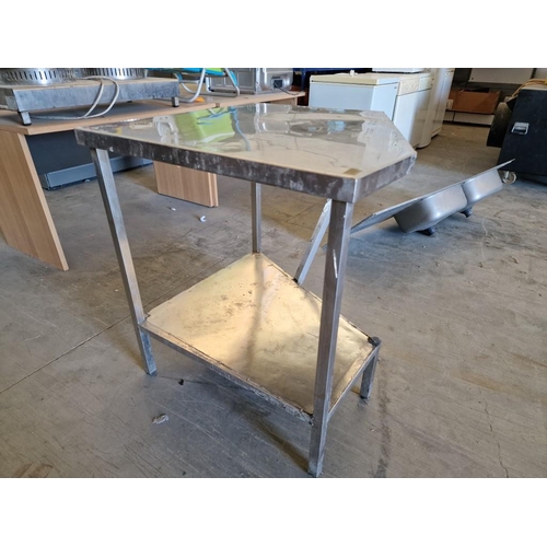 386 - Stainless Steel Irregular Shape 2-Tier Table, (Approx. 90 x 75 x 86cm Overall)