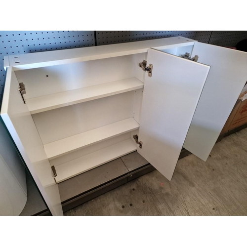 390 - Modern Bathroom Wall Cabinet, White Units with 3-Mirror Fronted Doors and Internal Shelves, (Approx.... 