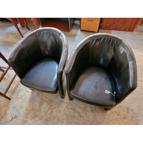 53 - Pair of Black Leatherette Armchairs (2)