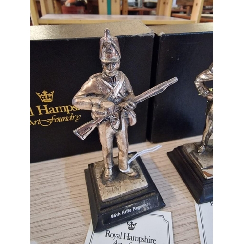 54 - 2 x Silver Plated Hand Cast Sculptures of 'Royal Hampshire Art Foundry'; 95th Riffle Regiment and Co... 