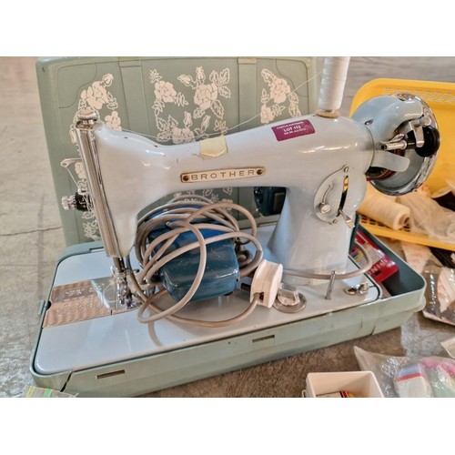 136 - Brother Electric Sewing Machine in Carry Case with Qty of Accessories Incl. Cotton Reels, Elastic, '... 