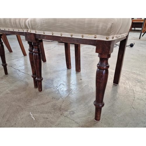 104 - Pair of Antique Wooden Dining Chairs with Carved Spindle Backs, Over Turned Front Legs with Padded F... 