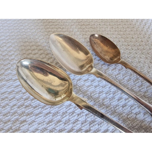 108 - Sterling Silver Spoons; 2 x Serving Spoons and 1 x Teaspoon, (Total Weight Approx. 122g), (3)