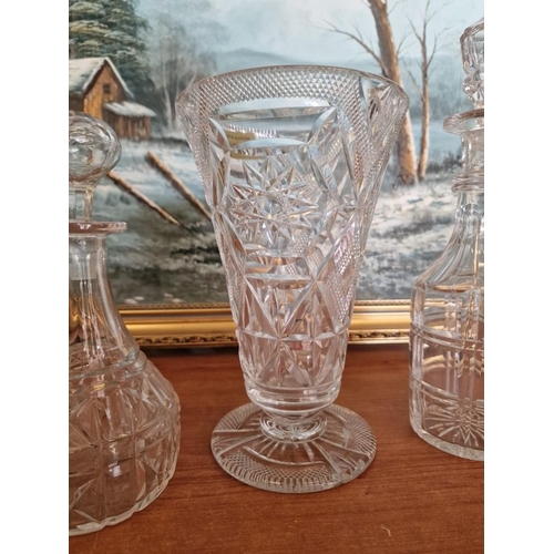 110 - 2 x Crystal Decanters and Crystal Vase, (3)