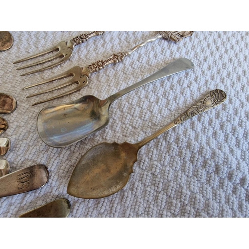 121 - Collection of Assorted Silver Plated and White Metal Spoons and Forks, (16)