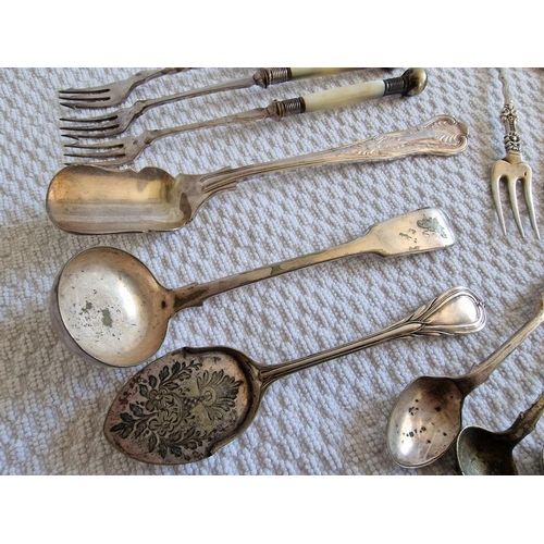 121 - Collection of Assorted Silver Plated and White Metal Spoons and Forks, (16)