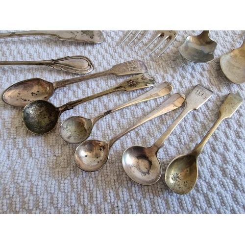 121 - Collection of Assorted Silver Plated and White Metal Spoons and Forks, (16)