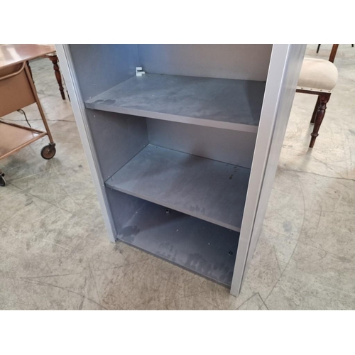 460 - Grey Colour Storage Unit with Roller Front and 3 Internal Shelves, (Approx. 60 x 38 x 121cm)