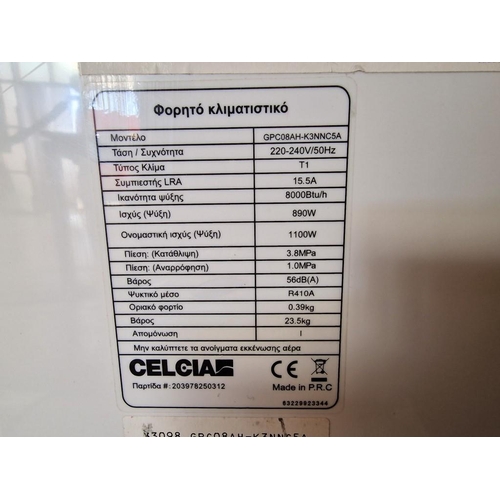 468 - Celcia Mobile Air Conditioning Unit, (Model: GPC08AH-K3NNC5A), A Energy Rating, with Remote Control,... 