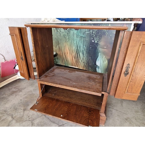 151 - Wooden TV Unit with Pair of Folding Doors Over Drop Down Front Section, (Approx. 89 x 46 x 105cm)