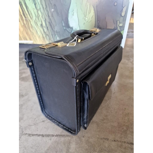 290 - Black Leather Effect Doctors Bag with Combination (000-000), (Approx. 46 x 23 x 34cm)