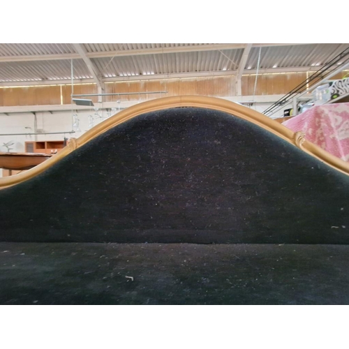 456 - 4m Long Black Fabric Sofa with Gold Colour Carved Wood Shaped Surround Over Front Cabriole Legs, 
(A... 