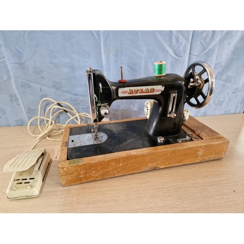 65 - Vintage 'Atlas' Cast Iron Electric Sewing Machine