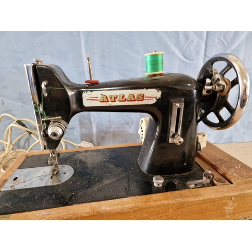 65 - Vintage 'Atlas' Cast Iron Electric Sewing Machine