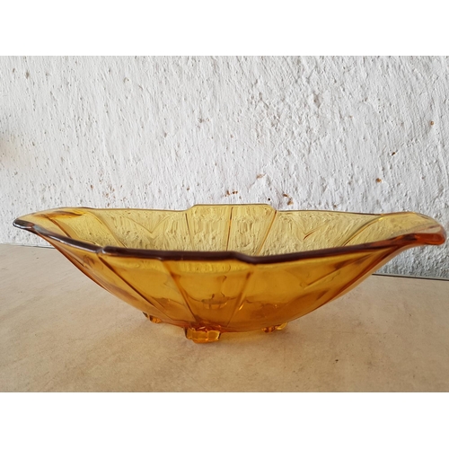 349 - 2 x Large Vintage Amber Glass Dishes