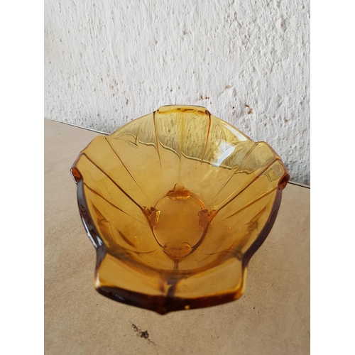 349 - 2 x Large Vintage Amber Glass Dishes