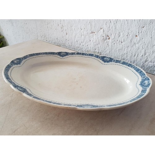 358 - Villeroy & Boch Mettlack Made in Saan Basin Antique Porcelain Oval Dish (36.5 x 25cm) with Blue Flor... 