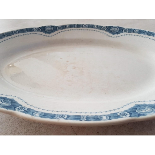 358 - Villeroy & Boch Mettlack Made in Saan Basin Antique Porcelain Oval Dish (36.5 x 25cm) with Blue Flor... 