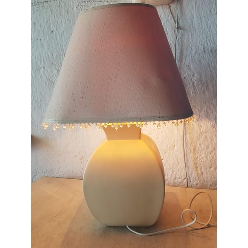 360 - Large Classic Table Lamp with Ceramic Base and Lamp Shade Decorative with Beads *Working when Lotted... 