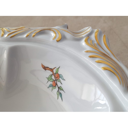 374 - Herend Hungarian Porcelain Dish with Leaf Pattern and Gilded Rim (31 x 23cm)