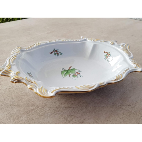 374 - Herend Hungarian Porcelain Dish with Leaf Pattern and Gilded Rim (31 x 23cm)