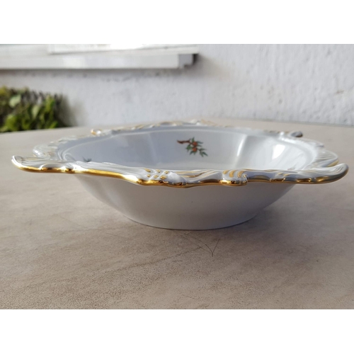 374 - Herend Hungarian Porcelain Dish with Leaf Pattern and Gilded Rim (31 x 23cm)