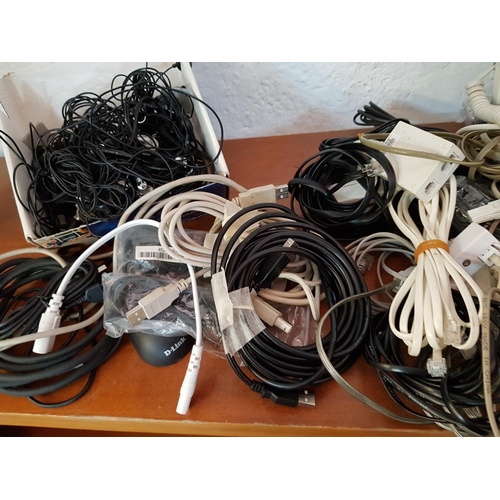 408 - Panasonic (Advanced) Retro Telephone and Large Collection of Various Cables and Wires Together with ... 