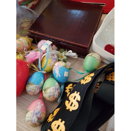 424 - Large Box of Assorted Items inc; Collection of Tele Cards, Handbags, Easter Decorations and Others