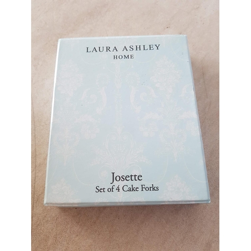 439 - Laura Ashley Home, Josette Set of 4 - Cake Forks in Display Box and Donegal Parian Porcelain Clock (... 