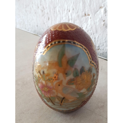 442 - Satsuma Hand Painted Candle Stick (H:22cm) and One Other Ornament (H:10cm)