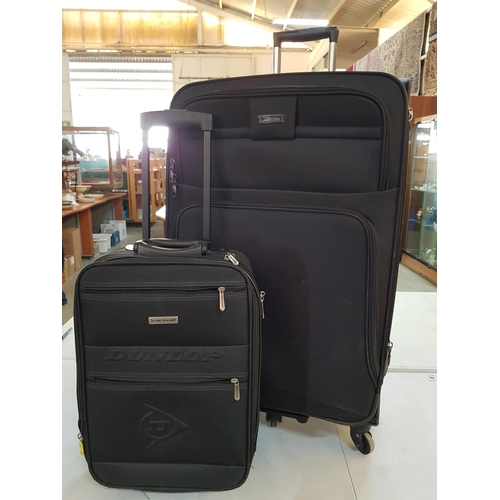 448 - Travel Set; Big Black Suitcase and Small Cabin Suitcase, Both on Wheels and with Pull-Out Handle (A/... 