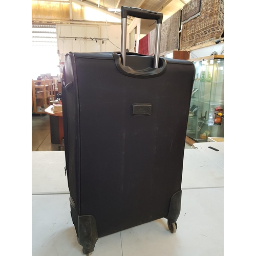 448 - Travel Set; Big Black Suitcase and Small Cabin Suitcase, Both on Wheels and with Pull-Out Handle (A/... 