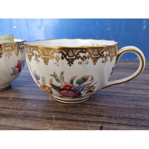 153 - Pair of Vintage Spode 'Opeland's Chin' Bone China Tea Cups with Floral & Gold Pattern, (2)