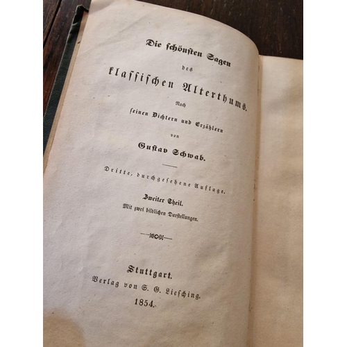 212 - Pair of Antique Books: Myths of Ancient Greece and Rome' & 'The Siege of Troy', 1878 & 1854 (in Germ... 