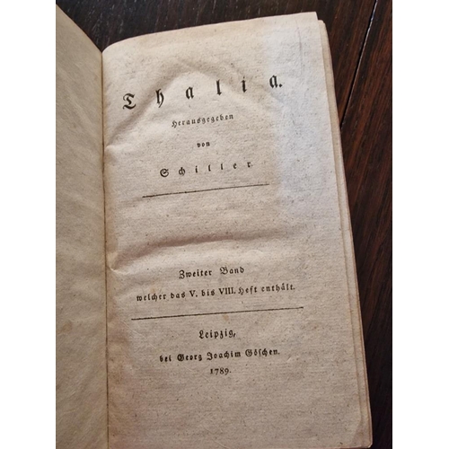 228 - Pair of Antique Leather Bound Books: Both 'Thalia' by Friedrich Schiller, 1787 & 1789 (in German)