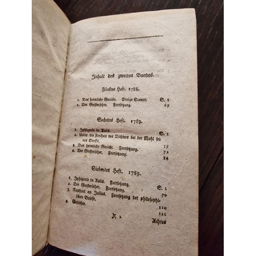 228 - Pair of Antique Leather Bound Books: Both 'Thalia' by Friedrich Schiller, 1787 & 1789 (in German)