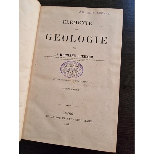 210 - Antique Leather Bound Book 'Elements of Geology' by Dr Hermann Credner, 1887 (In German)