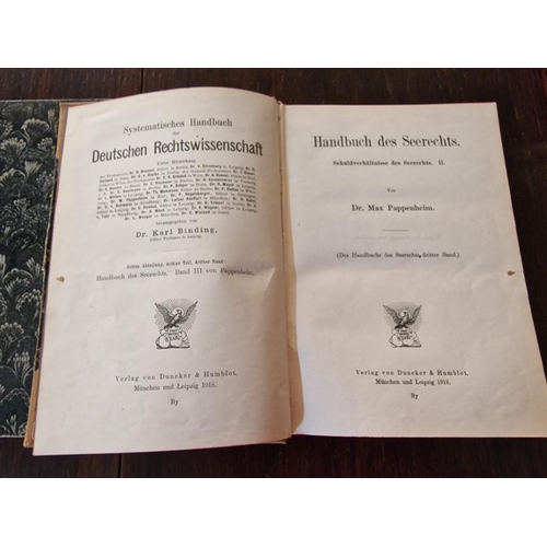 229 - Three Volumes of Antique Leather Bound Books: 'Handbook of the Law of the Sea' by Dr Max Pappenheim,... 