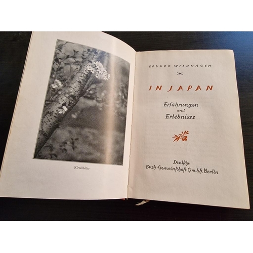 213 - Antique Leather Bound Book 'In Japan - Experiences and Experienced' by Eduard Wildhagen, 1929 (in Ge... 