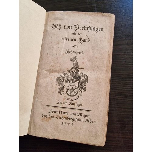 235 - Antique Book of the Play 'Götz von Berlichingen' by Johann Wolfgang von Goethe, 1774 (in German)