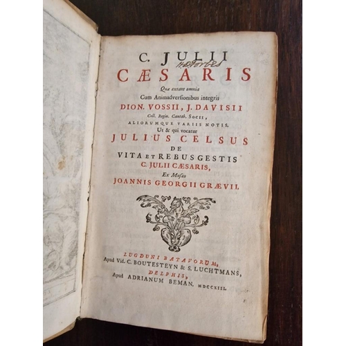 245A - Antique Leather Bound Book: 'Life and Achievements of Julius Caesar' by Julius Celsus, 1713 (in Lati... 