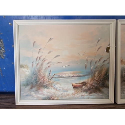 252 - 2 x Framed Oil on Board Paintings of Boats on Beach, Signed Lower Right (Unknown Artist), (Approx. 6... 