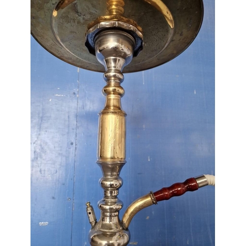 281 - Large Decorative Shisha Pipe with Beaded Glass Base and Two-Tone Metal, (Approx. H: 80cm)