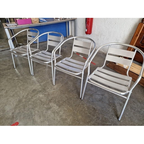 64 - Set of 4 x Light Weight Metal Stacking Garden Armchairs, (4)