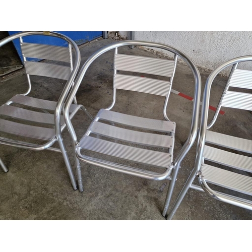 64 - Set of 4 x Light Weight Metal Stacking Garden Armchairs, (4)