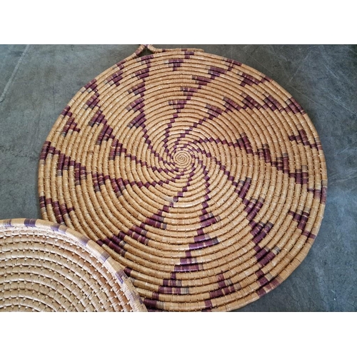 68 - 2 x Large Round Wicker Bread Trays / Wall Decoration, (Approx. Ø: 62 and 72cm), (2)